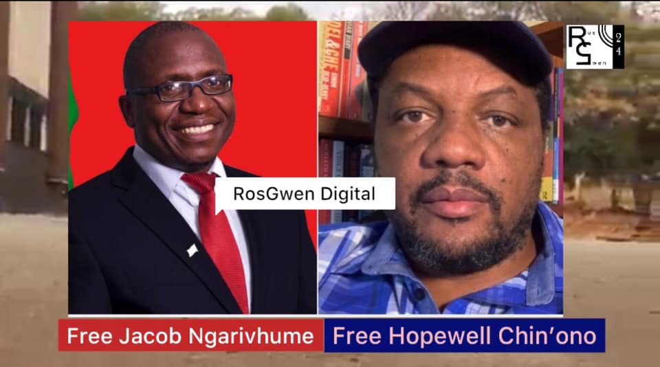 Disturbing News about Hopewell Chin’ono and Ngarivhume from Prison 1 Transform Zimbabwe leader Jacob Ngarivhume (left) and journalist Hopewell Chin’ono (right)
