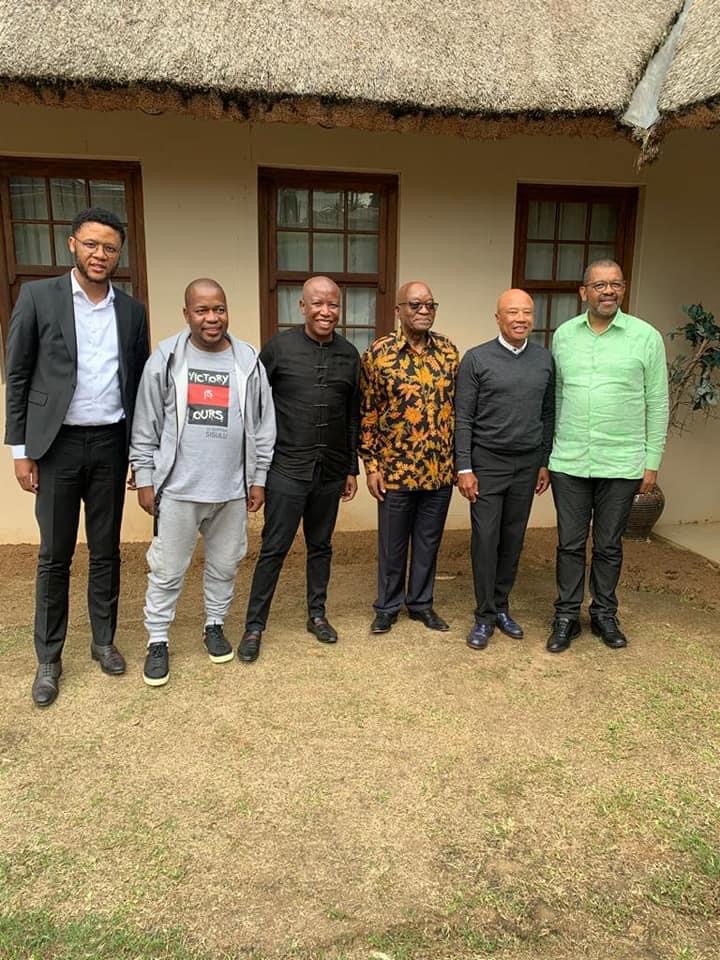 Economic Freedom Fighters leader Julius Malema at the Former President of South Africa, Jacob Zuma’s Homestead in Nkandla, having TEA.
