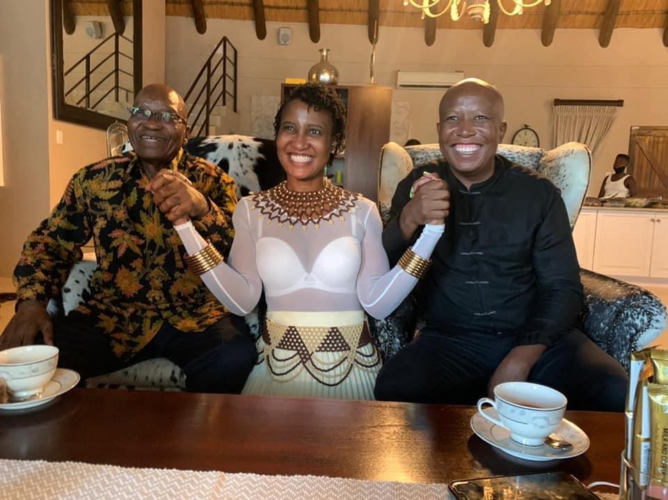 Economic Freedom Fighters leader Julius Malema at the Former President of South Africa, Jacob Zuma’s Homestead in Nkandla, after having TEA.