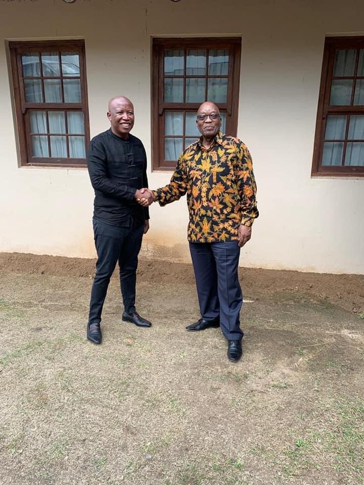 Economic Freedom Fighters leader Julius Malema at the Former President of South Africa, Jacob Zuma’s Homestead in Nkandla, after having TEA.