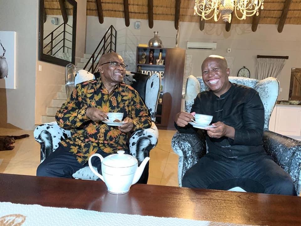 Economic Freedom Fighters leader Julius Malema at the Former President of South Africa, Jacob Zuma’s Homestead in Nkandla, having TE