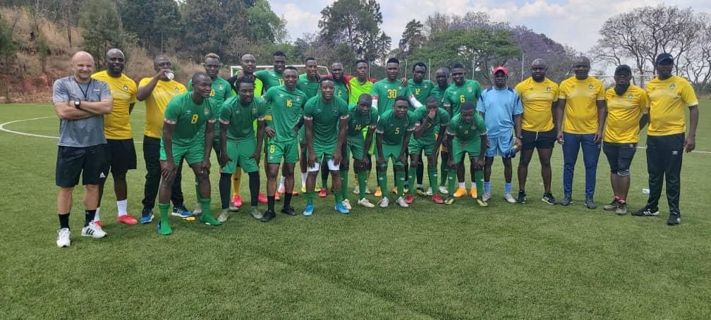 Warriors off to Cameroon for CHAN 1 Go Warriors Go…Warriors pose for a group snap after their final training (Image: Diamond FM)