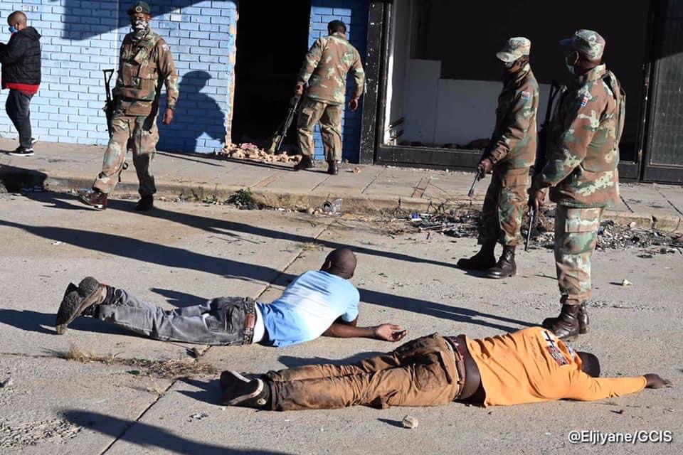 Ramaphosa Deploys Army To Stop Protests 1 South Africa army in action after being deployed by President Ramaphosa to stop protests (Image: @Eljiyane/GCIS)